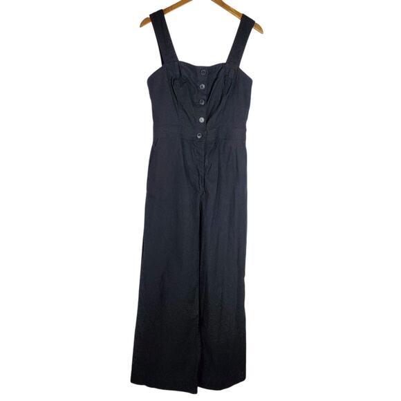Anthropologie Maeve The Colette Portside Jumpsuit Sz 12 Black Sleeveless Pockets - Picture 3 of 16